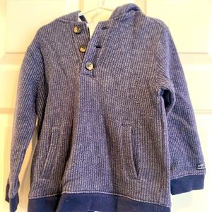 Janie and Jack blue herringbone sweater with sherpa lined hood.  Size 4.